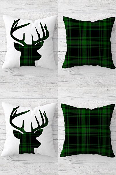 MENTEŞ HOME Crăciun Anul Nou Crăciun Cerb Husă de pernă cu fermoar ascuns Set...