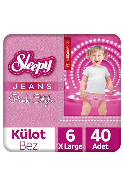 Sleepy Pink Jeans Külot Bez 6 Numara Xlarge 2'li Jumbo 40 Adet