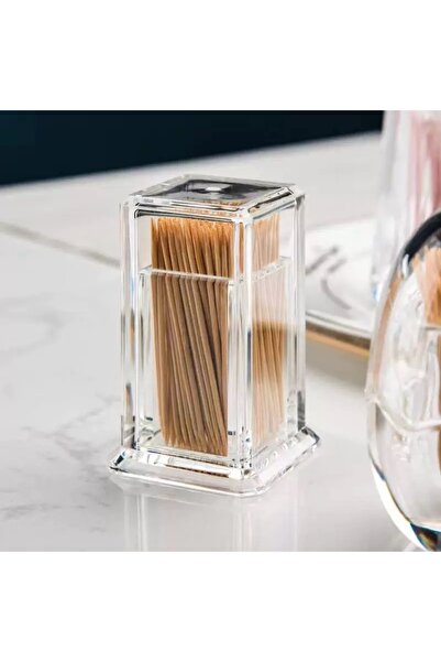 ABAREEK Set of 4 Thick Transparent Acrylic Toothpick Box Square Portable Creative Convenient