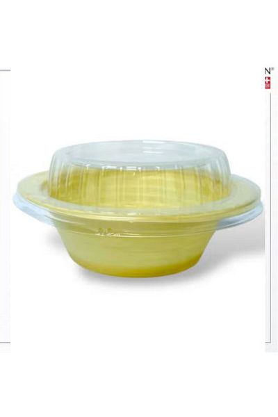 SKP Plastic Plastic soup bowl with lid, small size, beige color, size 10 (50 pieces)