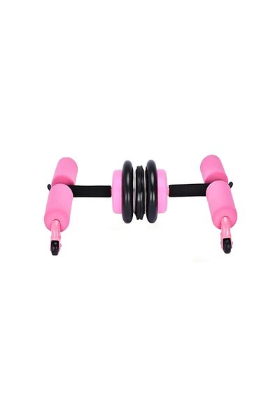 POWRX Roată dublă multifuncțională pentru abdomene și flotări, oțel inoxidabil, roz