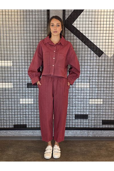 Geco Claret Red Shirt Pants Suit