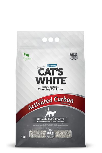 Cats White رمل قطط متكتل من الكربون النشط سعة 10 لتر