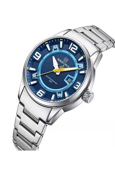 Naviforce Casual Stainless Steel Strap Waterproof Luminous Calendar Quartz Watche