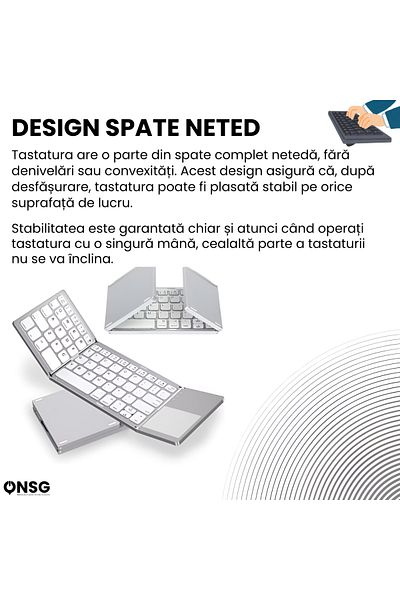 ONSG TouchKey Ultra by ONSG® Foldable Bluetooth Keyboard, Ultra-Slim Portable, 2-Click Touchpad