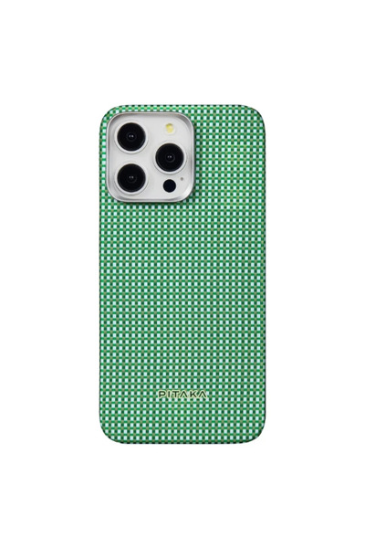 PITAKA Husă spate MagEZ 5 MagSafe, aramidă, alb/verde, pentru iPhone 15 Pro