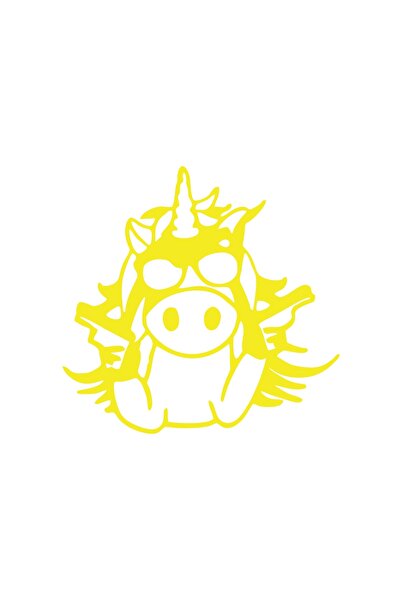 Reysa Tasarım ملصق سيارة على شكل بقرة سلاه مقاس 17 × 17 سم باللون الأصفر