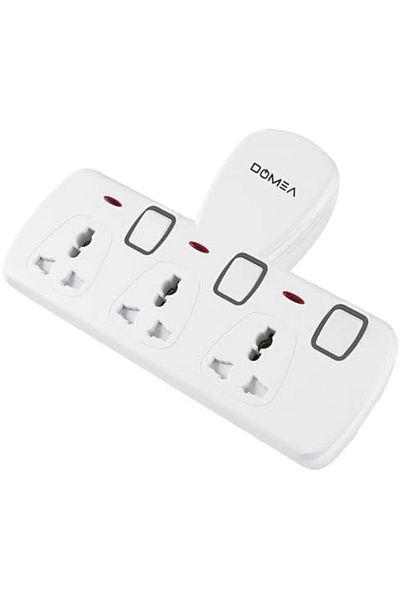 DOMEA Power Adapter with 3 Universal Sockets, Individually Switched, Wall Charger, Multi-Plug Extens