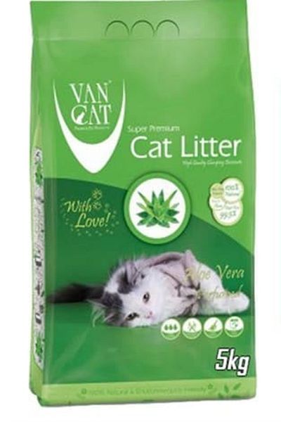 Bentaş Van Cat رمل قطط فان كات وايت بنتونيت متكتل بخلاصة الصبار، وزن 5 كجم