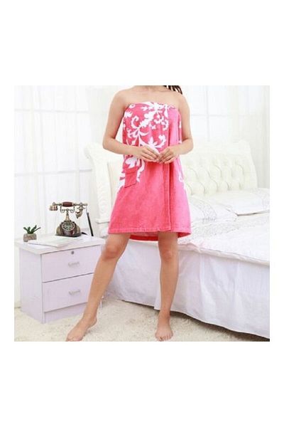 Generic Large Pure Cotton Bath Towel Pink/White