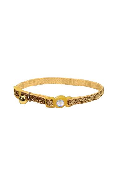Coastal 3/8in Safe Cat Jewel Buckle Glitter Overlay Collar Gold