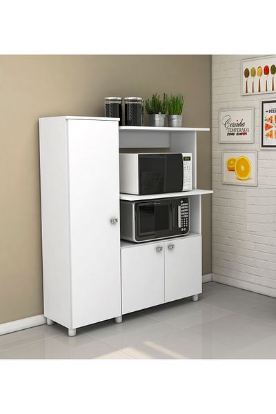pilati Multipurpose kitchen cabinet with shelves and drawers, white, 119*96.5*32