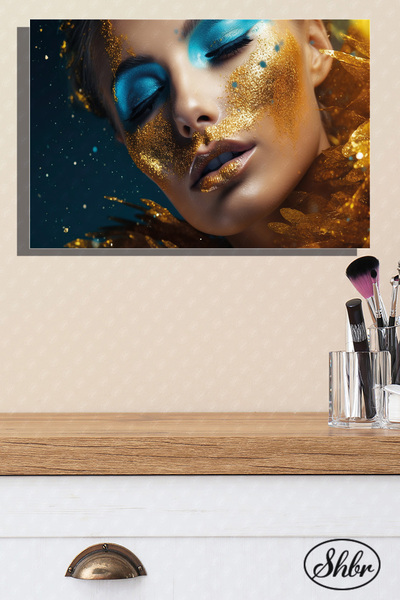 Şehber Tekli Yatay Kanvas Dekoratif Kuaför Makyaj Stüdyosu Güzellik Salonu Du...