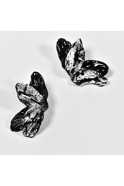 NARRU NARRU earrings, handmade, butterfly-shaped, black and silver wings, Sierra 01