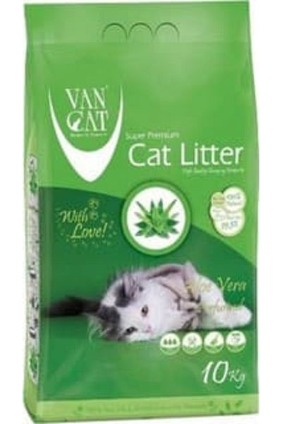 Vancat رمل قطط فان كات وايت بنتونيت متكتل بخلاصة الصبار، وزن 10 كجم