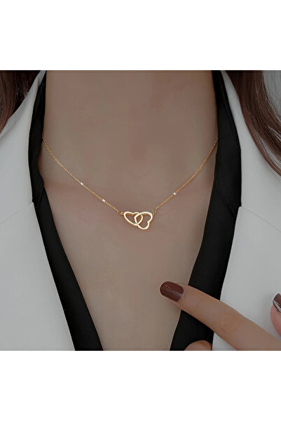 Papatya 1 adet Çift Kalp Şeklinde Kolye, Sevgililer Günü Hediyesi, Çift Kalpl...