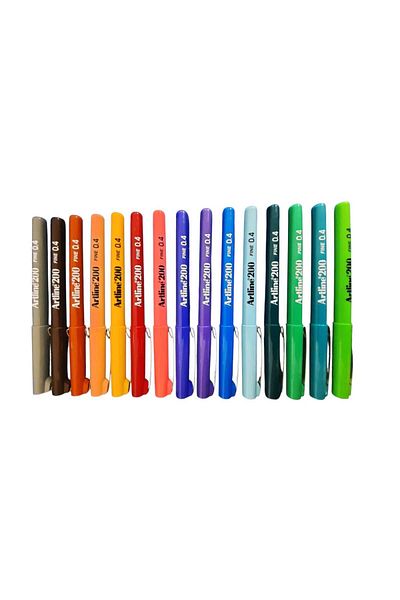 artline Artline 200 Fine 0.4 mm Writing and Drawing Pen Set of 15