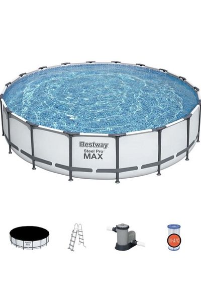 BESTWAY Steel Frame Pool Set(Filter Ladder Ground Cloth Cover) 549X122Cm -26-56462