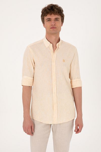 U.S. Polo Assn. Мъжка жълта риза с дълъг ръкав 50300159-VR094