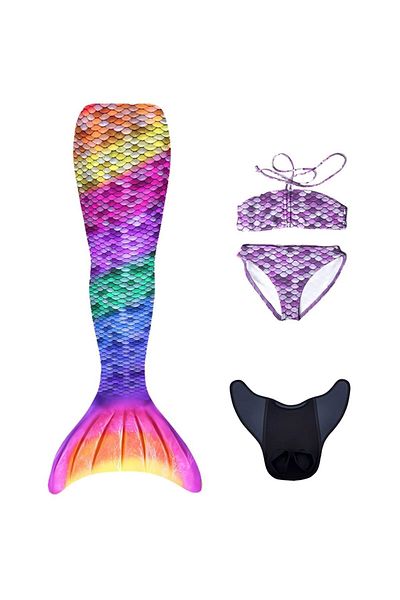 Kuaki Mermaids Mermaid 4 Piece Set Bikini Costume Set Rainbow