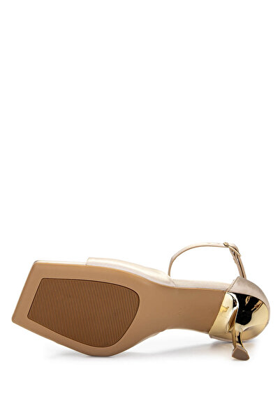 Tamer Tanca Women's Genuine Leather Beige Heeled Shoes