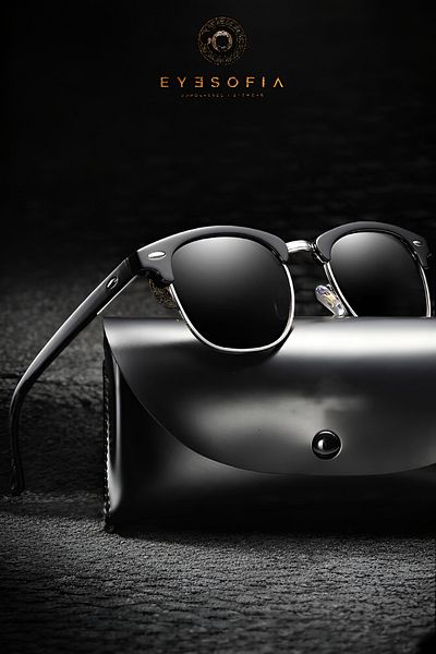 Eyesofia Sunglasses Unisex Uv400 Glass Ce Certificated Clupmaster Black