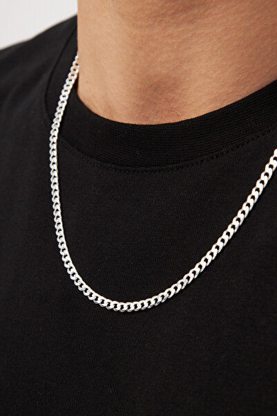 anadolusilver 925 Ayar Gümüş 5 MM İtalyan Model Ezme Gurmet Zincir Kolye