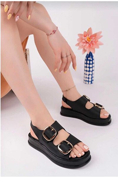 SU PERİSİ SANDALE CONFORTABLE DE PIELE ELASTICĂ REGLABLE CU CATARAMĂ DUBLĂ PE...