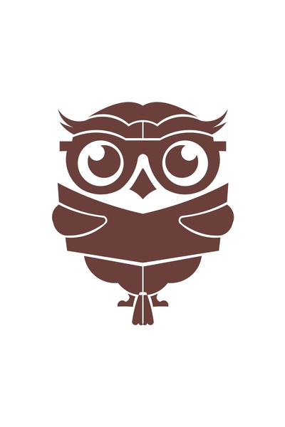 Reysa Tasarım ملصق بومة تقرأ الكتب مقاس 17 × 17 سم بني