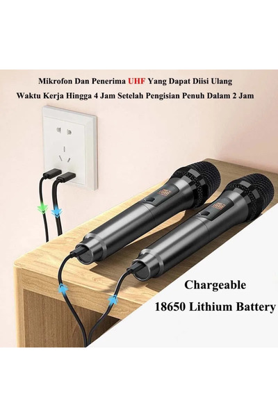 Coverzone 2'li Profesyonel Kablosuz Mikrofon Sistemi,Tek Alıcı El Tipi Kablosuz mikrofon,30m Menzil,LT-508