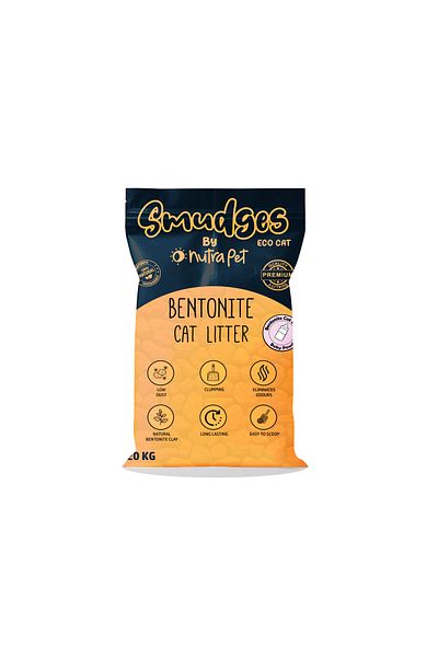Smudges رمل قطط إيكو كات بنتونيت متكتل، 20 كجم - معطر ببودرة الأطفال