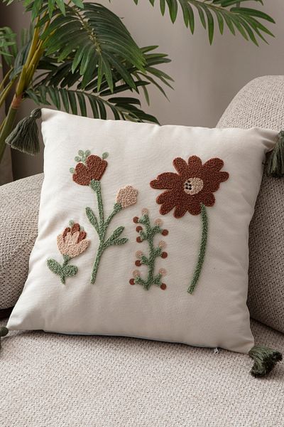 BUGİ HOME COLLECTİON Калъфка за възглавница Comfort Punch с шарки, квадратна, декоративна, бохемска, бродирана, за диван, 45x45