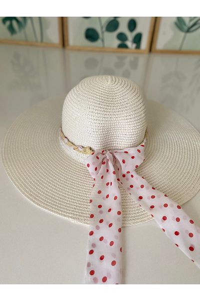 Petek Collection Straw Beach Hat with Bow Ribbon Accessories