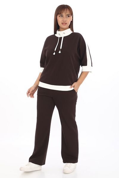 EXİTLİNE Women's Dark Brown Tracksuit Set