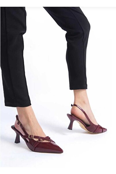 SU PERİSİ Women's Double Banded Buckle Detail Patent Leather Pointed Toe Wedding Wedding Bridal Shoes