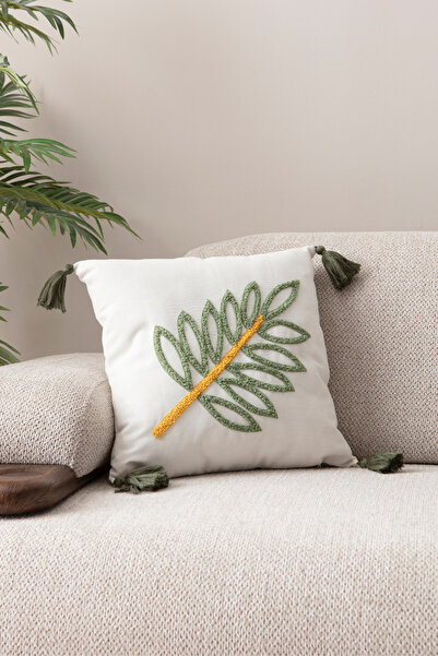 BUGİ HOME COLLECTİON Comfort Punch Pattern Throw Pillow Cover Square Decorative Bohemian Embroidered Sofa Pillowcase Poncho 45X45