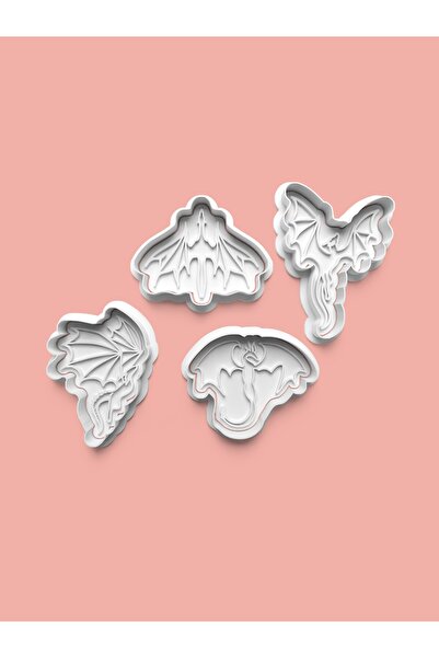 AKTASTORE قالب كوكيز التنين وقالب عجينة السكر مجموعة من 4 قطع 0413-set