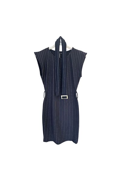 Hasenna 4115 Striped Zero Sleeve Short Dress