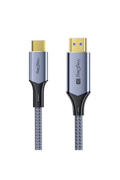 Veggieg Usb-c To Hdmı Kablo 8k@60hz 4k@240hz 48gbps Hdr 3d Destekli Örgülü Gö...