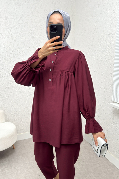 ALLMİRA FASHION Button and Sleeve Drawstring Detailed Double Suit
