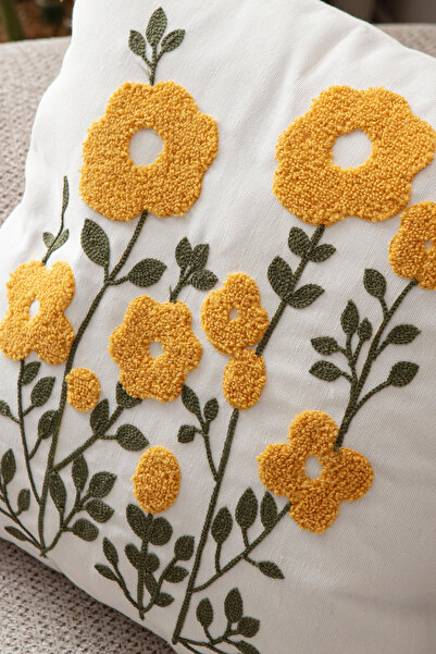 BUGİ HOME COLLECTİON Comfort Punch Pattern Throw Pillow Cover Square Decorative Bohemian Embroidered Sofa Pillowcase Poncho 45X45