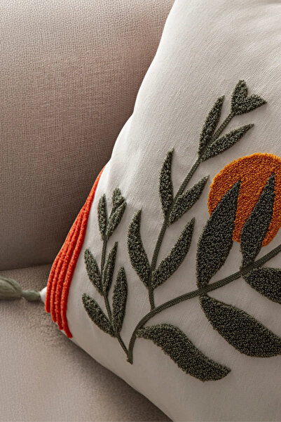 BUGİ HOME COLLECTİON Comfort Punch Patterned Throw Pillow Case Square Decorative Bohemian Embroidered Sofa Pillow Case Panç