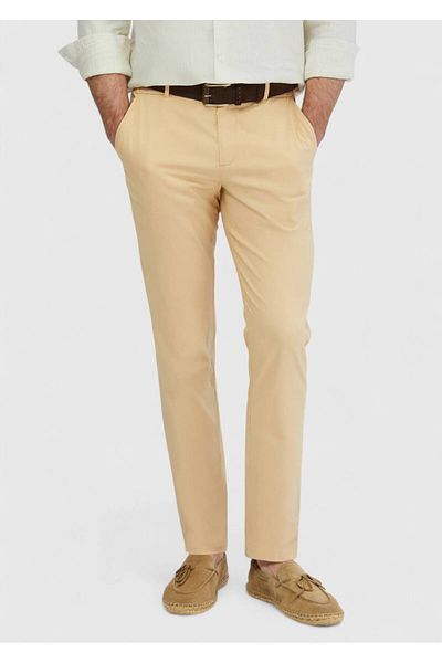 Ramsey Safran Plain Woven Jogging Fit Casual βαμβακερό παντελόνι