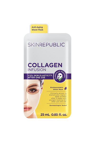 Skin Republic Skin Republic Collagen Infusion Face Mask 25m. Minimising the apperance of wrinkles.Made in Korea
