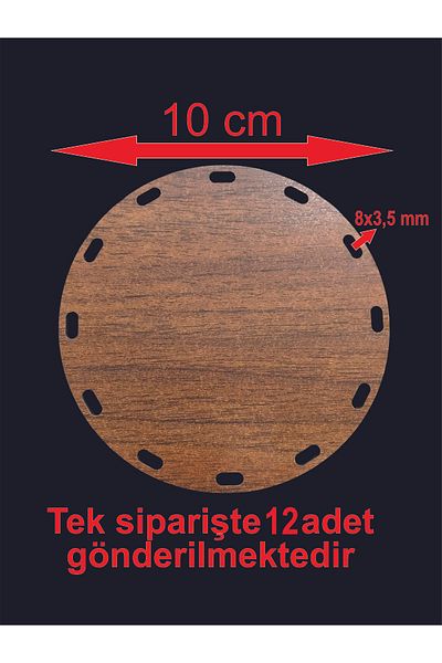 ASUDE HEDİYELİK Wooden Walnut Round Basket Bamboo Tray Knitting Plate Trivet with Holes Underlay Crochet Base Handwork Basket Base