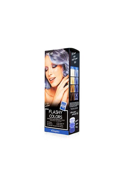 Neva Flashy Colors Baby Blue, Vopsea de păr semipermanentă, albastru pastel, 100% vegană, Neva, 100 ml