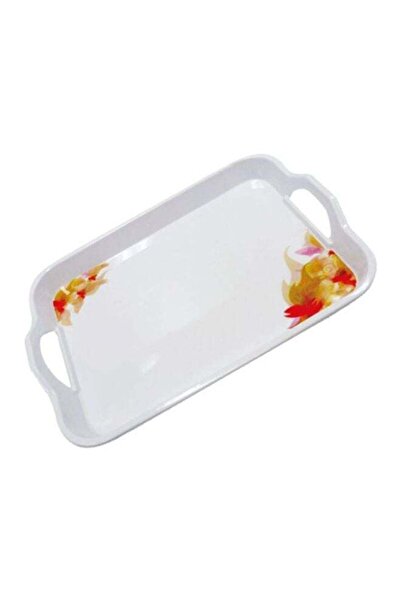 ROYALFORD Melamine Serving Tray With Handle White/Yellow/Red 17.5inch
