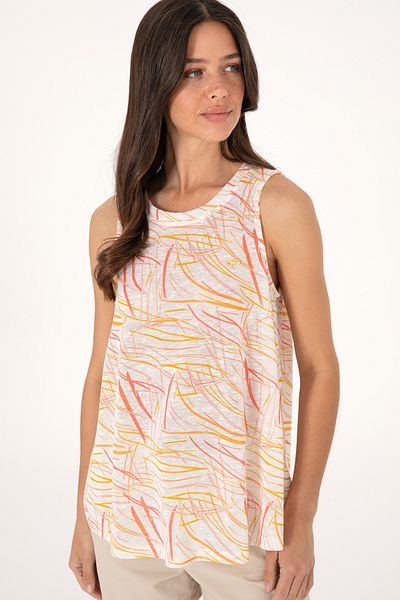 U.S. Polo Assn. Women's Orange Patterned Sleeveless Crew Neck T-Shirt 50300782-Vr202