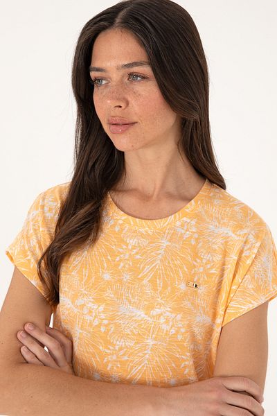 U.S. Polo Assn. Women's Orange Patterned Crew Neck T-Shirt 50305761-Vr202