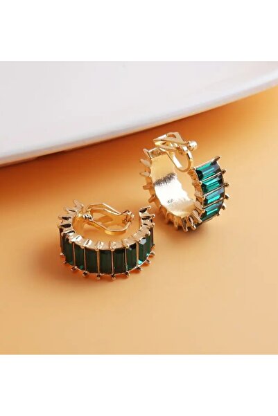 DM - Care. Unique Jade Stone Round Clip Earrings.